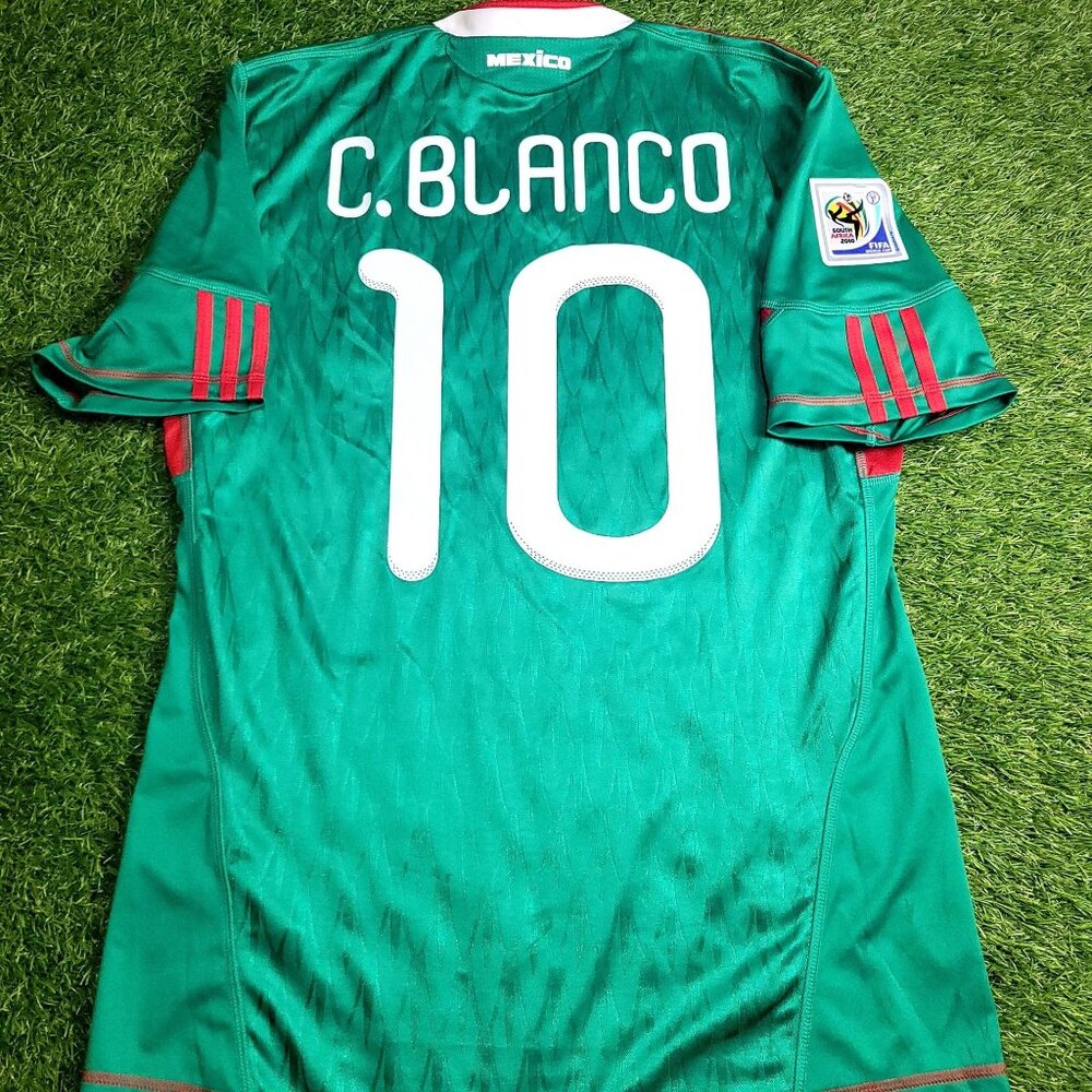 Blanco Mexico 2010 WORLD CUP Home Soccer Jersey Shirt M SKU# P41410